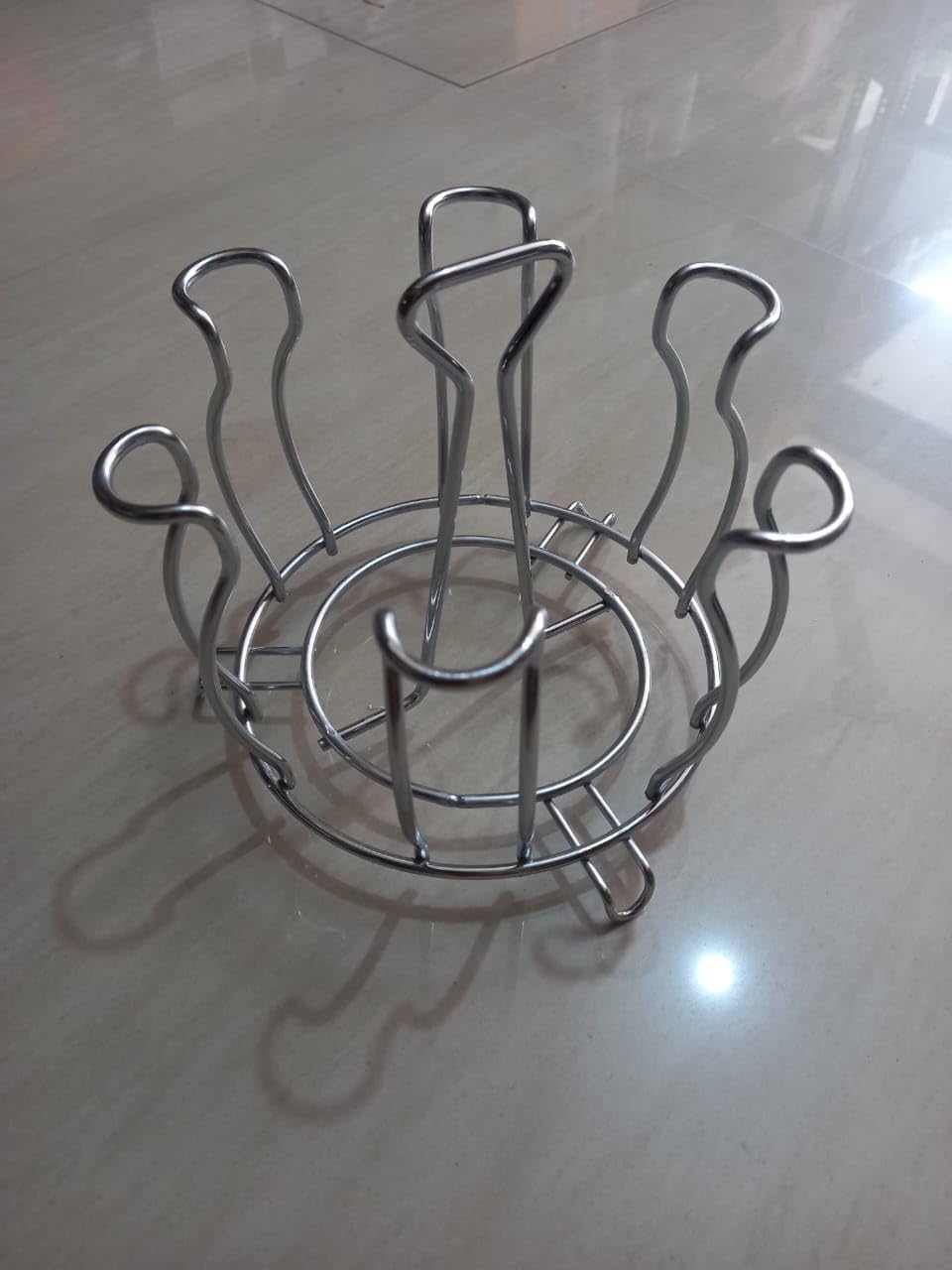 Premium Stainless Steel Glass Holder for 6 Glasses - Durable Kitchen & Dining Table Organizer for Wine, Beer, and Cocktail Glasses - Perfect for Home Bars, Restaurants, and Entertaining Guests