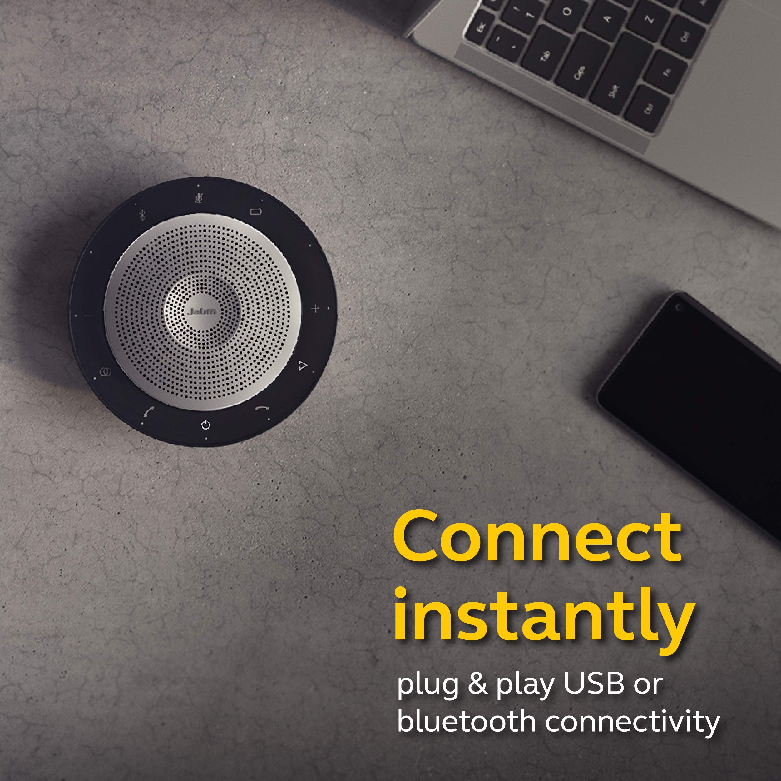 Jabra Speak 750 UC Wireless Bluetooth Speakerphone with Link 370 USB Adapter - Portable Conference Speaker for Crystal Clear Meetings Anywhere - Certified for Zoom, Google Meet & Microsoft Teams - Perfect for Home Office, Remote Work and Virtual Meetings