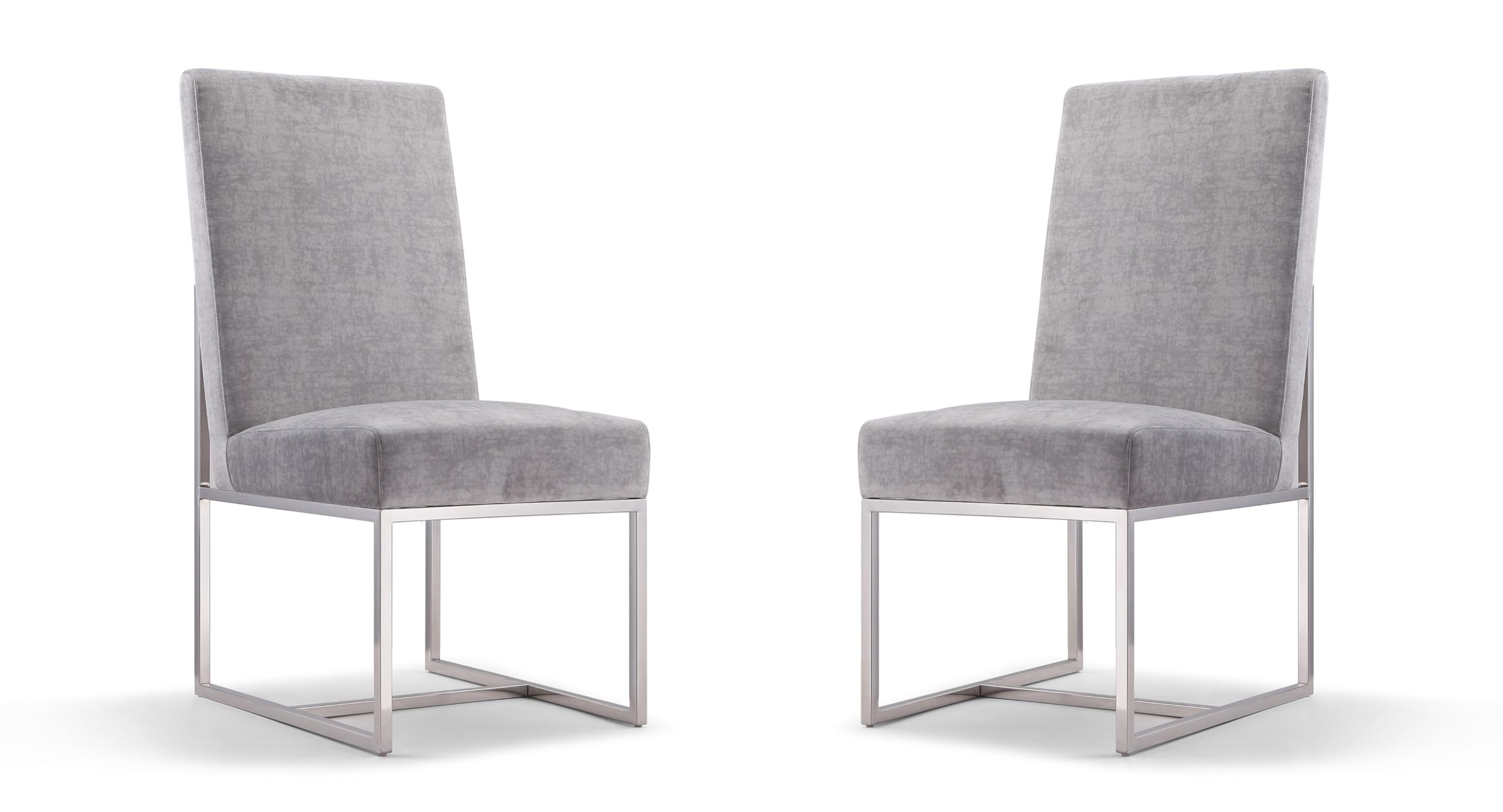 Modern Velvet Dining Chairs with High-Density Foam & Chrome Stainless Steel Frame - High-Back Fully Assembled Industrial Chic Accent Furniture - Set of 1 in Gray - Perfect for Dining Rooms, Kitchens, and Home Office Spaces