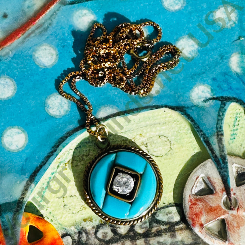 Vintage Gold Filled Turquoise Cubic Zirconia Necklace for Women - Elegant Bohemian Jewelry Gift for Birthday, Anniversary & Special Occasions | Perfect for Boho Chic, Party & Everyday Wear