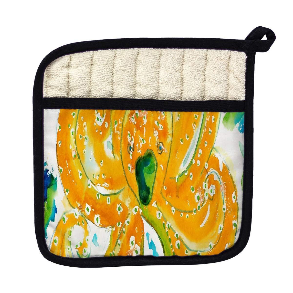 Betsy Drake PT083 Orange Octopus Pot Holder - Heat Resistant Kitchen Oven Mitt for Cooking, Baking & Grilling - Fun & Functional Kitchen Accessory