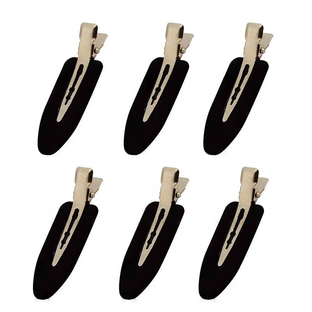 6-Piece No Bend Hair Clips Set - Crease-Free Hairstyling & Makeup Clips for Women & Girls - Perfect Christmas Gift (Black) - Great for Salon Styling, DIY Hair Care & Everyday Use