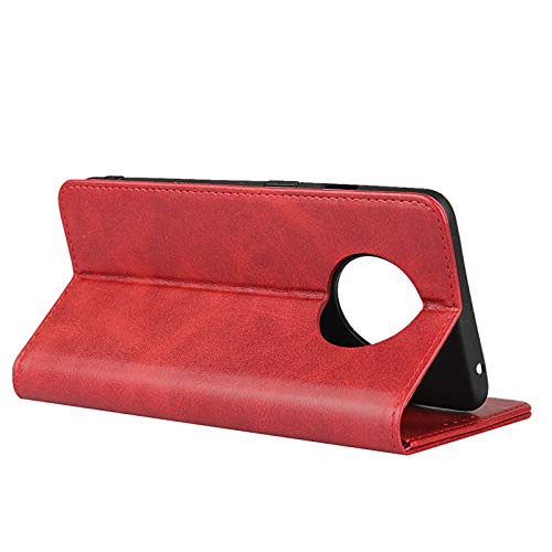 Premium PU Leather Magnetic Wallet Case for OnePlus 7T (6.55 inch) - Wine Red | Book Style Flip Cover with Card Slots & Cash Pocket | Kickstand Feature for Hands-Free Viewing | Perfect for Work, Travel & Daily Protection