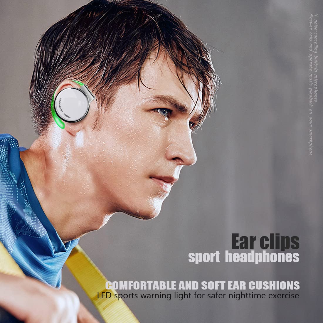 Open Ear Bluetooth Headphones V5.3 - Wireless Clip-On Sports Earphones with Ear Hooks, 4-Mic Noise Cancelling, 30H Battery & Charging Case - Perfect for Running, Cycling & Gym Workouts