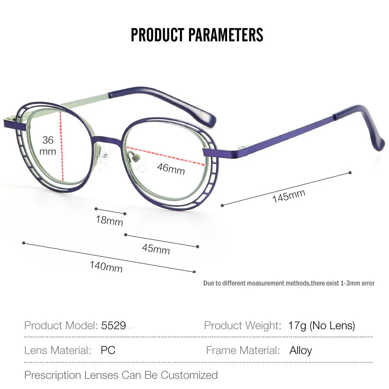 Aror Unisex Full Rim Oval Square Titanium Eyeglasses 45529 - Lightweight Durable Frame for Reading, Work & Fashion - Trendy Eyewear for Men & Women