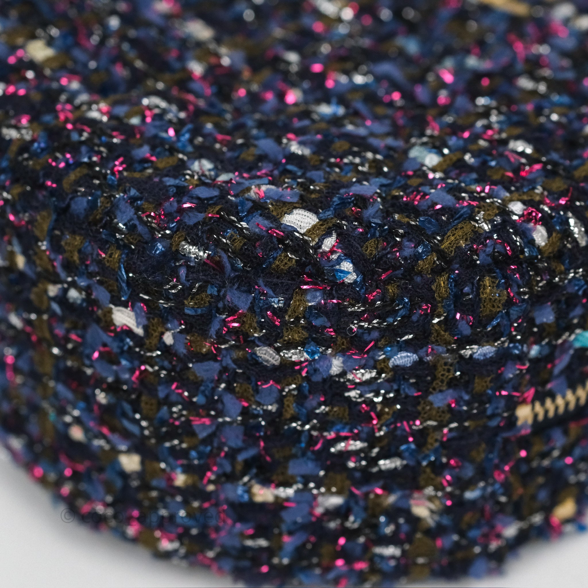 Chanel Navy Purple Tweed Round Clutch Bag with Chain & Aged Gold Hardware - Elegant Evening Clutch for Parties, Weddings & Special Events