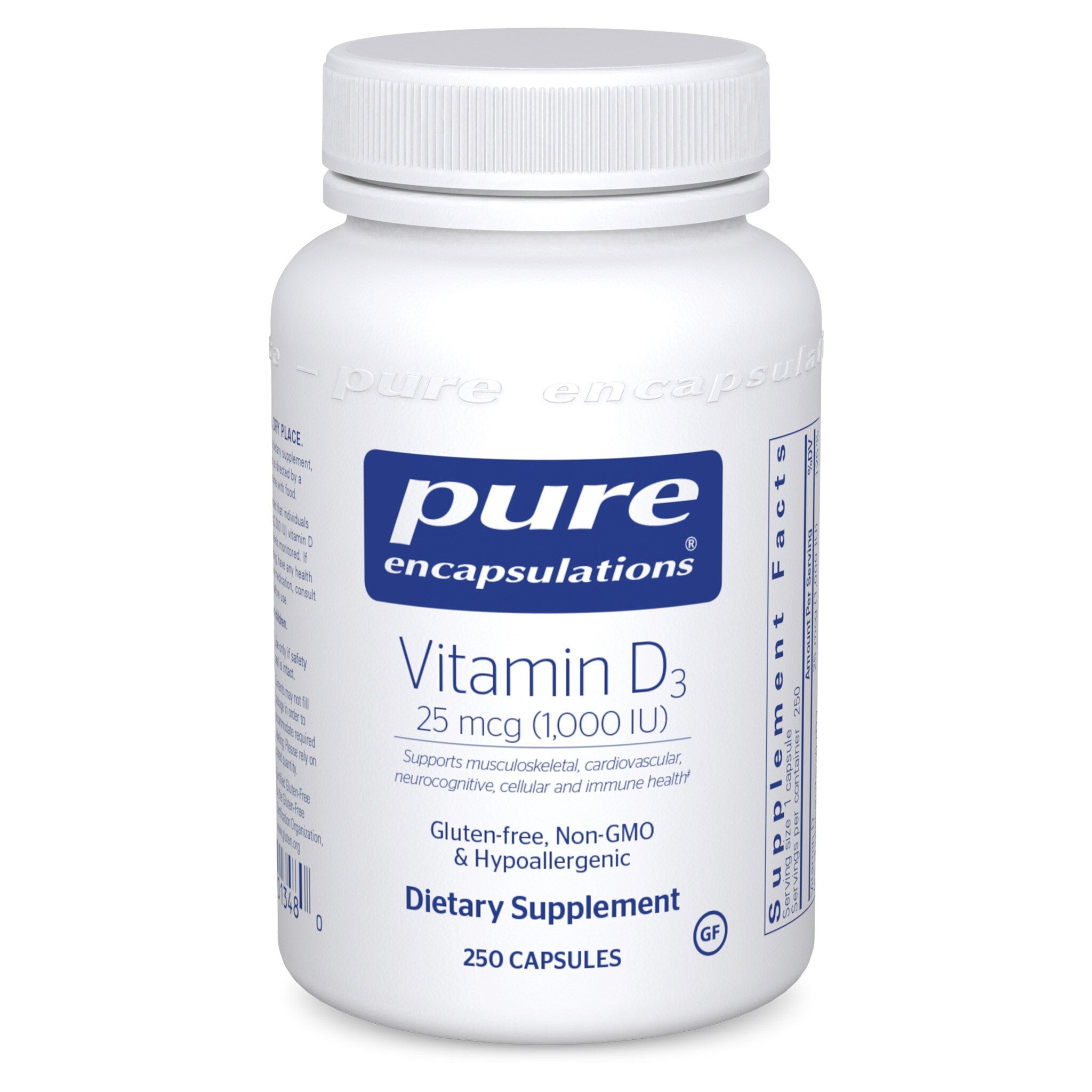 Pure Encapsulations Vitamin D3 25 mcg (1,000 IU) - Immune Support & Bone Health Supplement - Ideal for Daily Wellness & Indoor Lifestyles