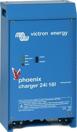 Victron Energy Phoenix Charger 24V 16A (2+1 Output) 120V/240V AC - Reliable Battery Charger for RVs, Boats & Off-Grid Power Systems