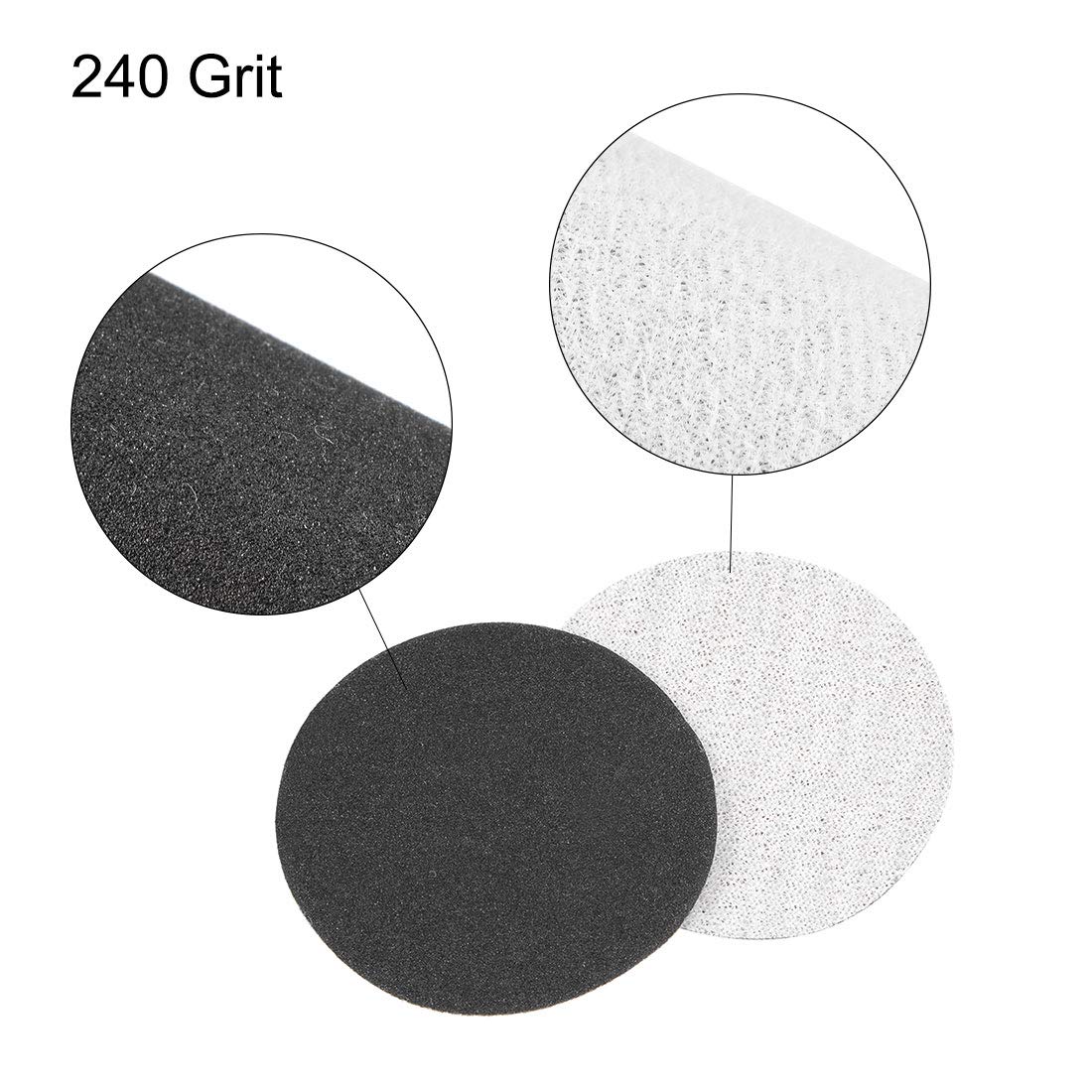 uxcell 2-Inch Hook and Loop Sanding Discs - 100 Pcs Wet/Dry Silicon Carbide Sandpaper 240 Grit - Perfect for Woodworking, Metal Polishing & DIY Projects