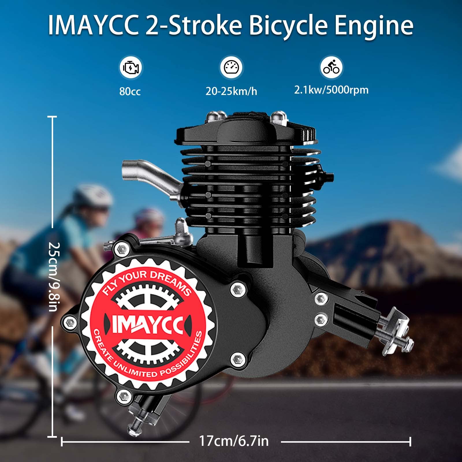 IMAYCC 80cc 2-Stroke Motorized Bike Conversion Kit - Gas Bicycle Engine Kit with Digital Speedometer for 26-28 Inch Bikes | Perfect for Commuting, Off-Road Adventures & DIY Bike Projects