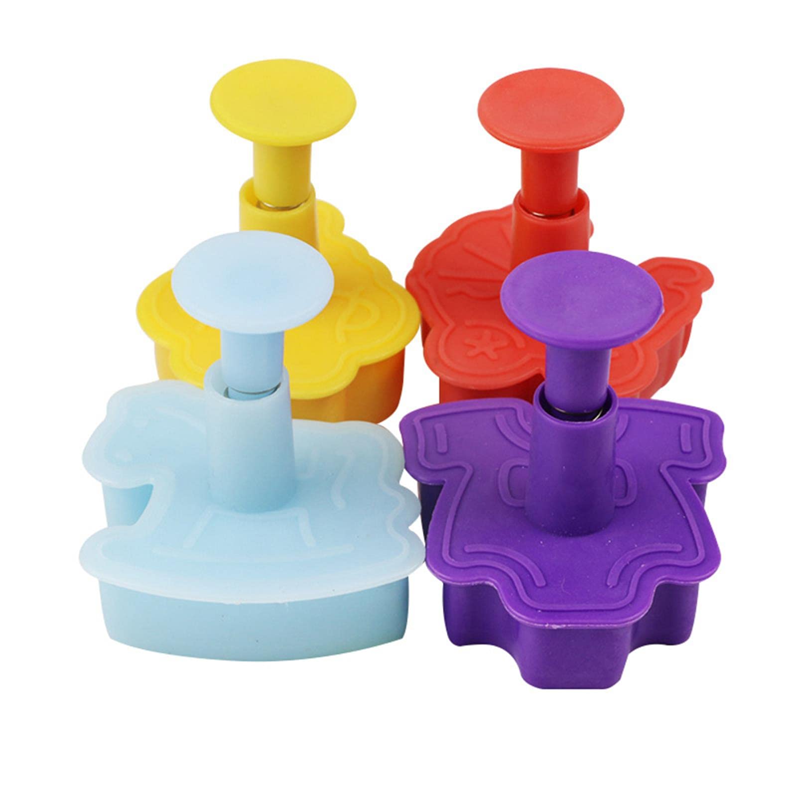 4pcs 3D Baby Stroller & Trojan Bottle Cookie Molds - Biscuit Stamp, Fondant Decorating Tools for Baby Shower, Birthday Party & DIY Baking Gifts