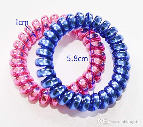 Belicia Colorful Spiral Hair Ties - Soft Telephone Wire Elastic Hair Bands for Women & Girls - No Damage No Pull Hair Accessories for Ponytail, Bun & Braid Styling