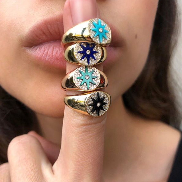 Star Signet Lapis Harstone Ring - Elegant Zodiac Jewelry for Women, Perfect for Gifts, Birthdays & Special Occasions
