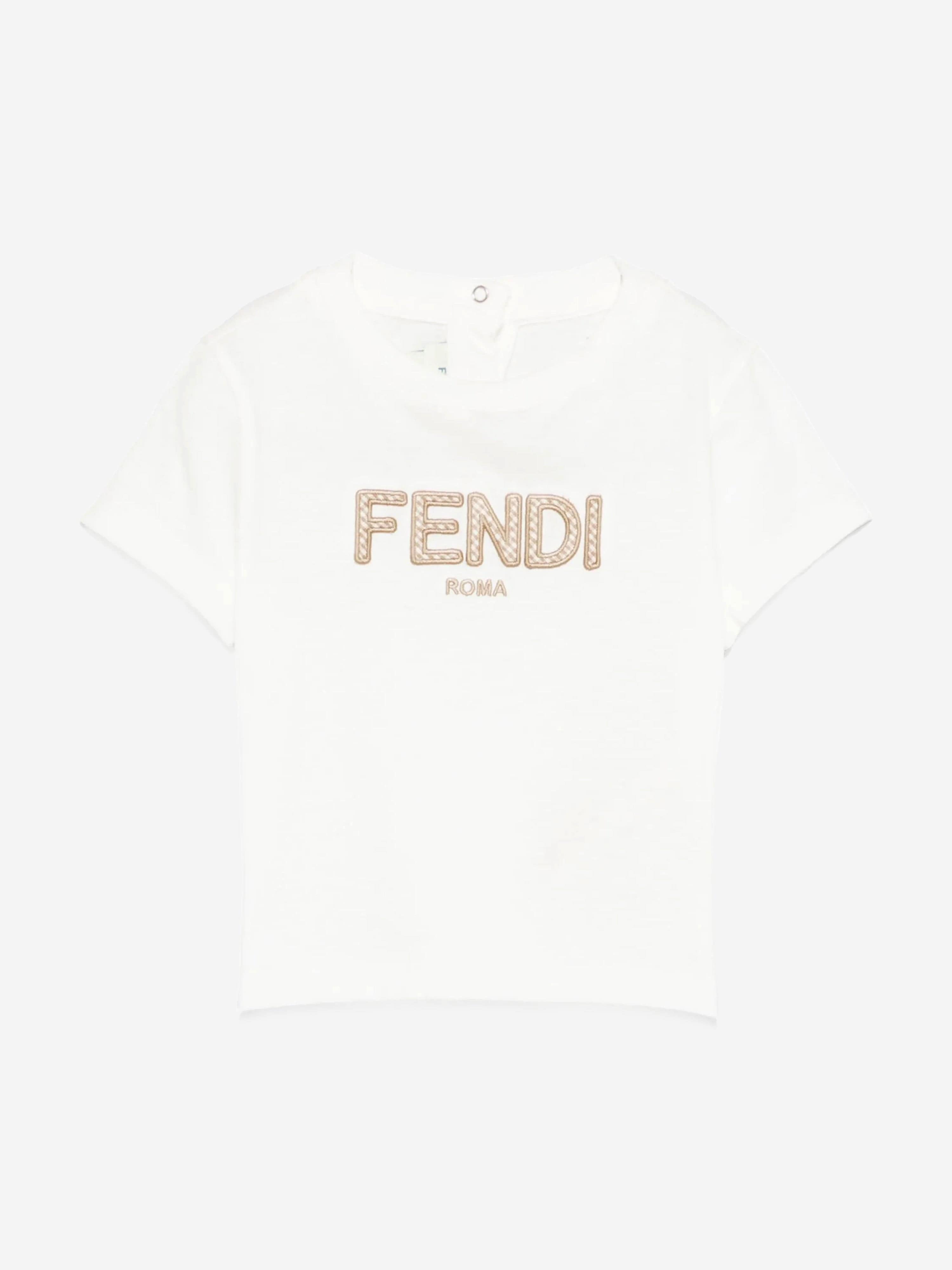 Baby Boys White Logo T-Shirt - Soft Cotton Short Sleeve Tee for Toddlers & Infants | Perfect for Playdates, Daycare & Family Outfits