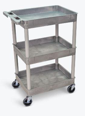 Luxor 3-Tier Gray Utility Cart with Wheels - Perfect for Kitchen, Office, Bathroom Storage and Organization