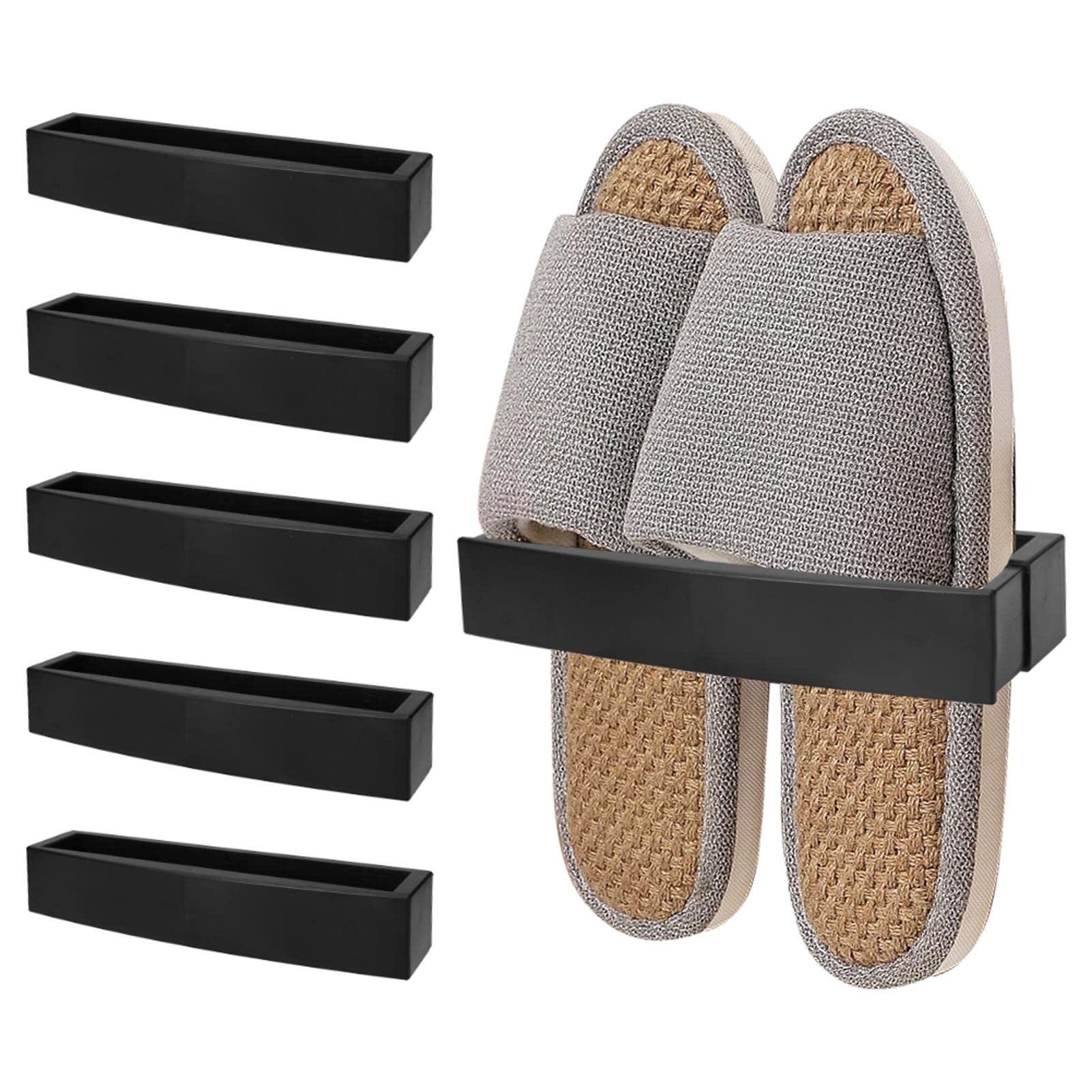 5 Pack Adjustable Wall Mounted Shoe Rack - 11L x 3.5W Space Saving Retractable Shoe Organizer with Sticky Hanging Strips - Perfect for Closet, Bedroom, Entryway & Behind Door Storage (ABS Material)