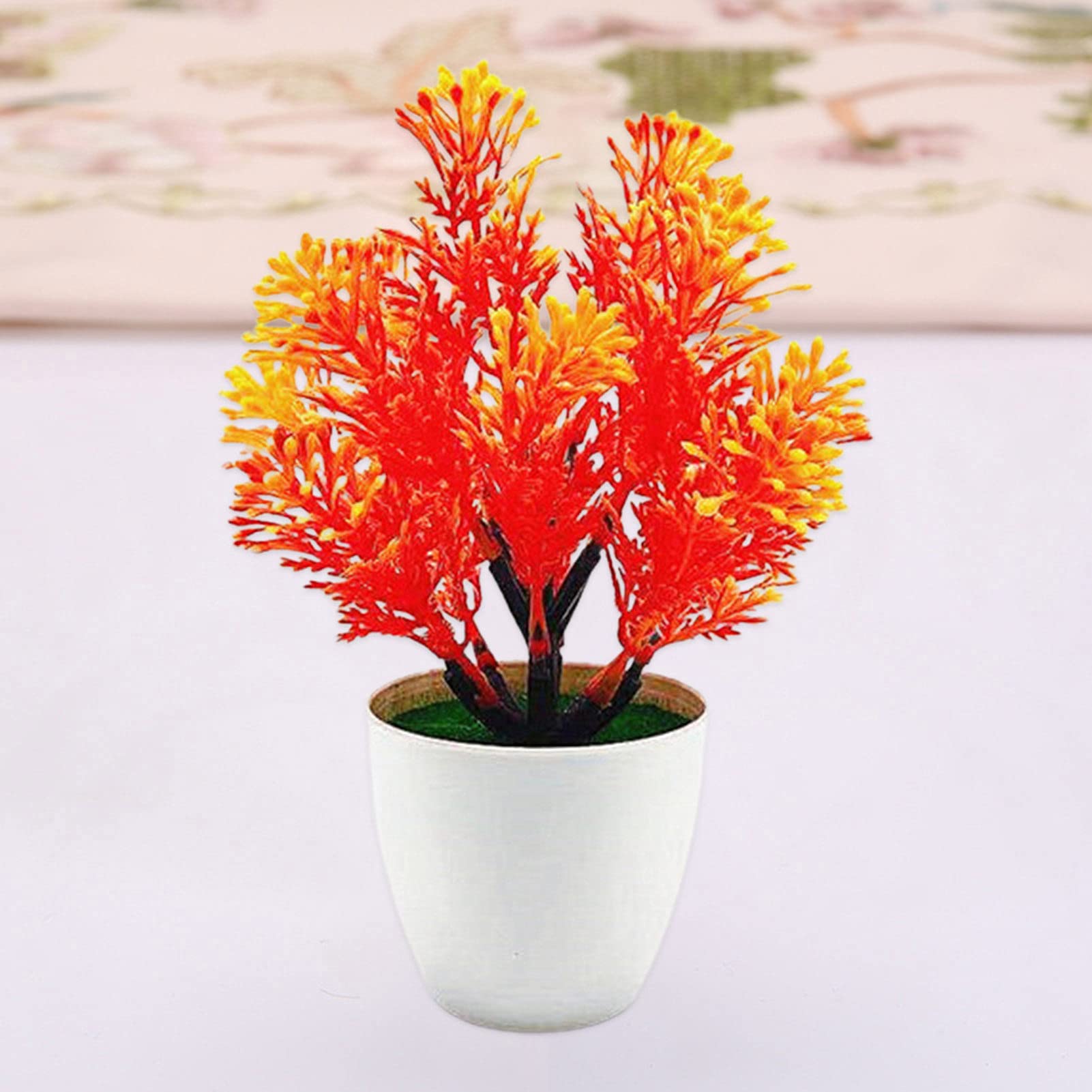 Galand Artificial Flowers - Realistic Fake Potted Plants for Home Decor, Sunset Red - Perfect for Table Centerpieces, Living Room, Office & Wedding Decorations