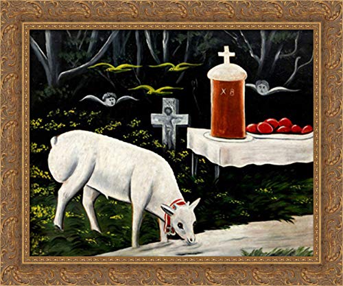 24x20 Gold Ornate Wood Framed Easter Lamb Canvas Art by Niko Pirosmani - Perfect for Spring Home Decor, Easter Gifts & Wall Art