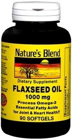 Nature's Blend Flaxseed Oil 1000mg Softgels - 90 Count | High Omega-3 Supplement for Heart & Brain Health | Supports Joint Function & Skin Care