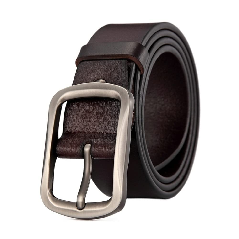 Premium Genuine Leather Men's Belt with Pin Buckle - Stylish Black Dress & Casual Belt for Jeans, Pants & Office Wear - Durable & Comfortable Everyday Fashion Accessory