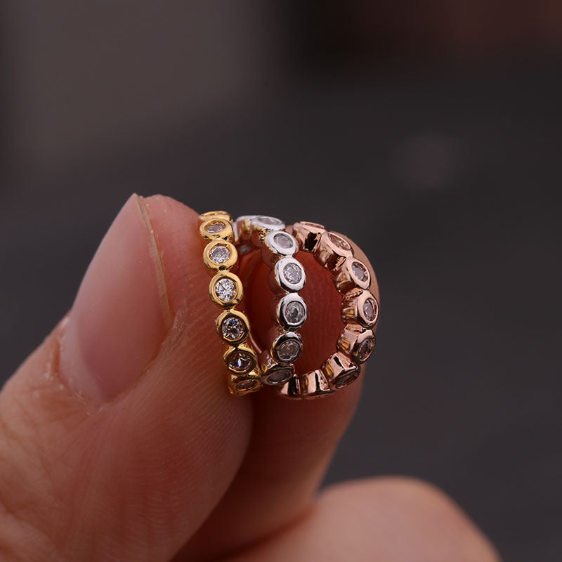 18K Gold Cartilage Hoop Earrings with Diamonds | HSER8607 | Perfect for Everyday Wear, Special Occasions & Gift Giving