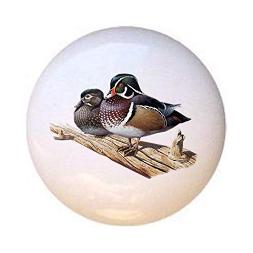 Glossy Ceramic Cabinet Knobs - Wood Ducks Drawer Pulls for Dressers & Cabinets - Perfect for Bedroom, Bathroom & Kitchen Furniture Hardware