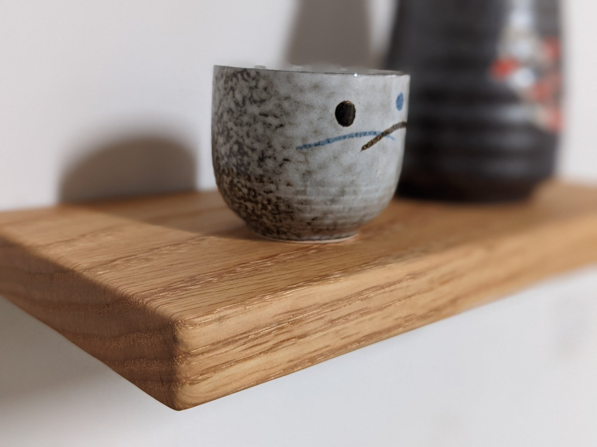 Thin Oak Floating Shelves - 16 Inch Length x 4 Inch Width | Rustic Wood Wall Shelves for Bathroom, Kitchen & Living Room Decor
