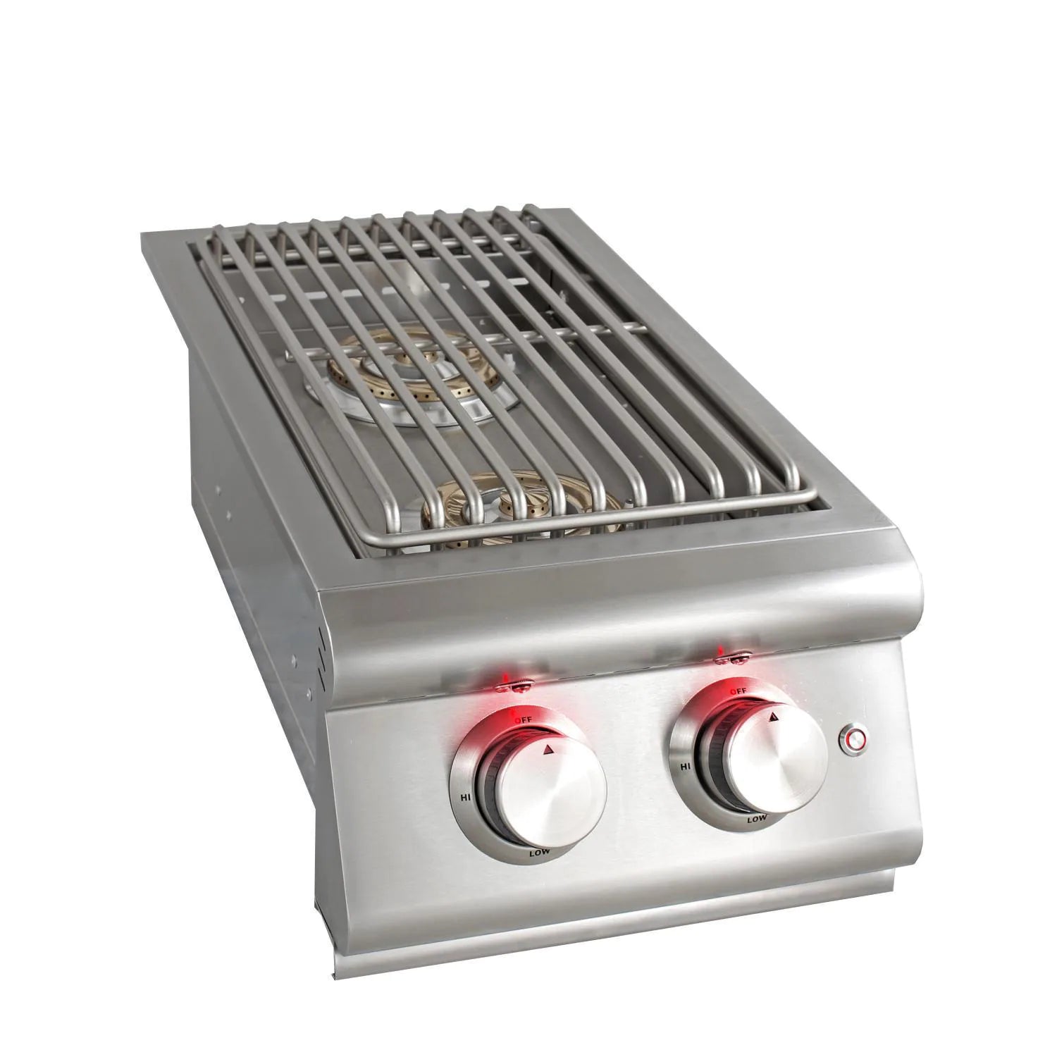 Premium BLZ SB2LTE Stainless Steel Double Side Burner with Lid - Built-in LTE for Outdoor Cooking, Camping & BBQ | High Performance Gas Burner for Patio, Backyard & Tailgating