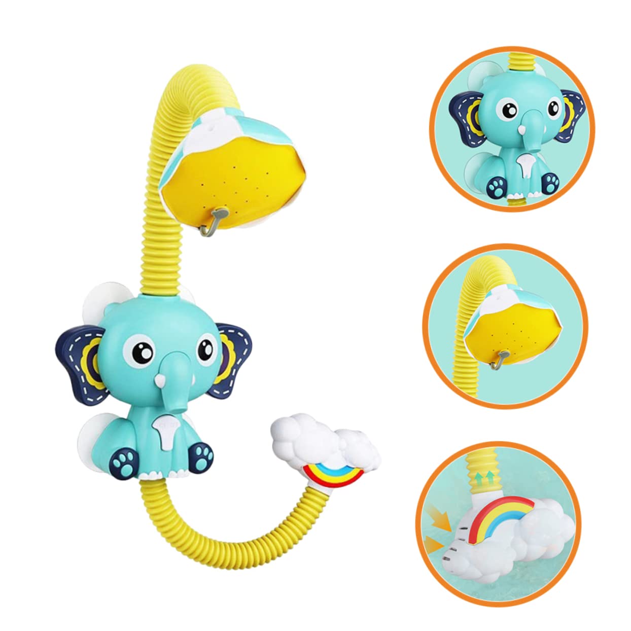 VICASKY 3-Piece Electric Elephant Shower Fountain Toy Set - Bathtub Water Sprayer for Kids, Fun Bath Time Water Play Toys for Toddlers & Children - Perfect for Indoor & Outdoor Bathing, Pool, and Beach Activities