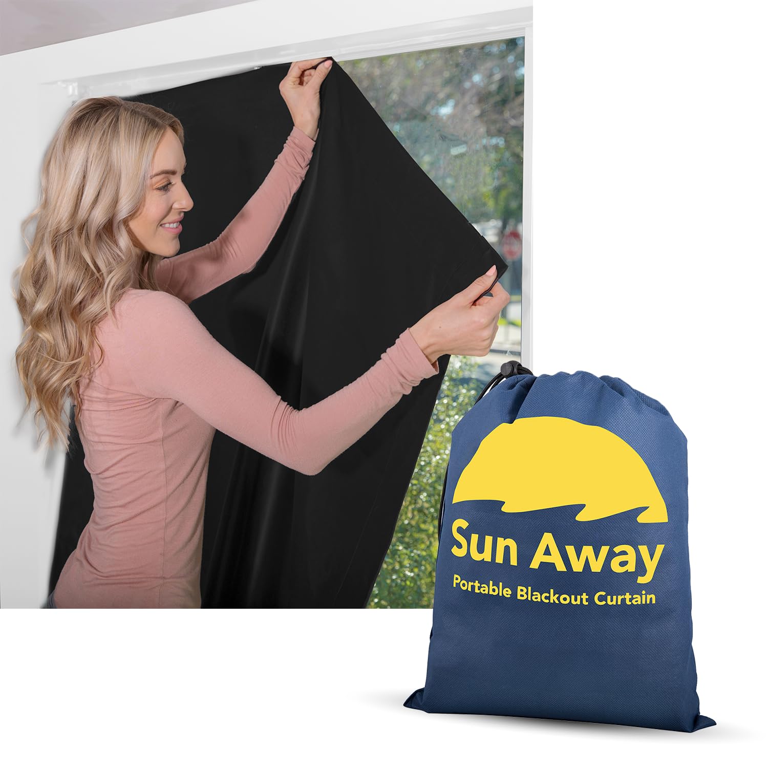 Blackout Curtain with Suction Cups - No Tools Required Easy Install Window Shade | Portable Room Darkening Curtain for Nursery, Dorm, Travel | 66x51 Inch Light Blocking Panel with Storage Bag | Perfect for Baby Sleep, Shift Workers & Light Sensitivity Relief