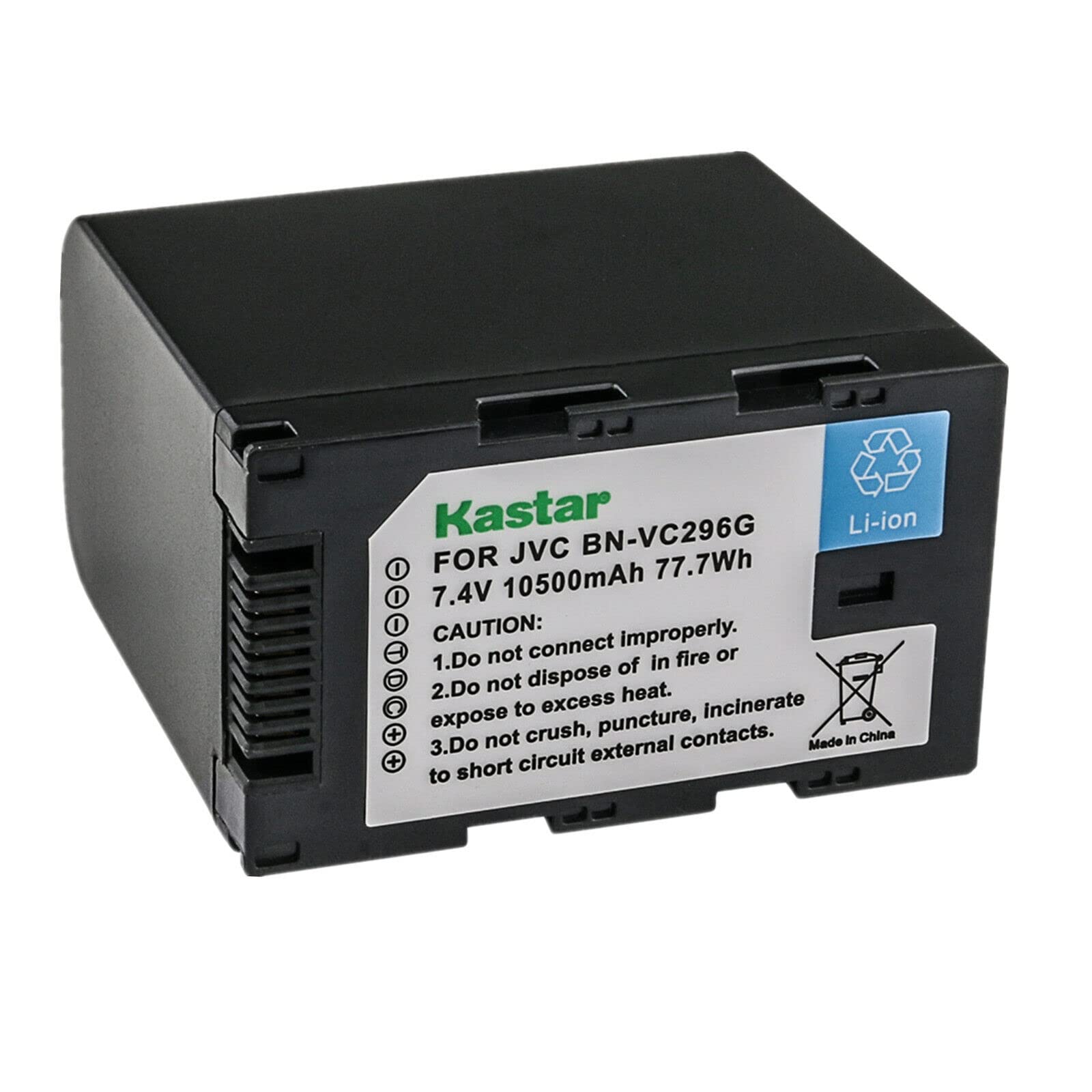 Kastar 1-Pack BN-VC296G 7.4V 10500mAh Li-ion Replacement Battery for JVC BN-VC264G/BN-VC296G Camcorder Batteries & AA-VC20/AA-VC20E/AA-VC20U Chargers - Compatible with JVC GY-HC500/GY-HC550 Series Camcorders - Perfect for Professional Videography, Travel Vlogging, and Outdoor Filming