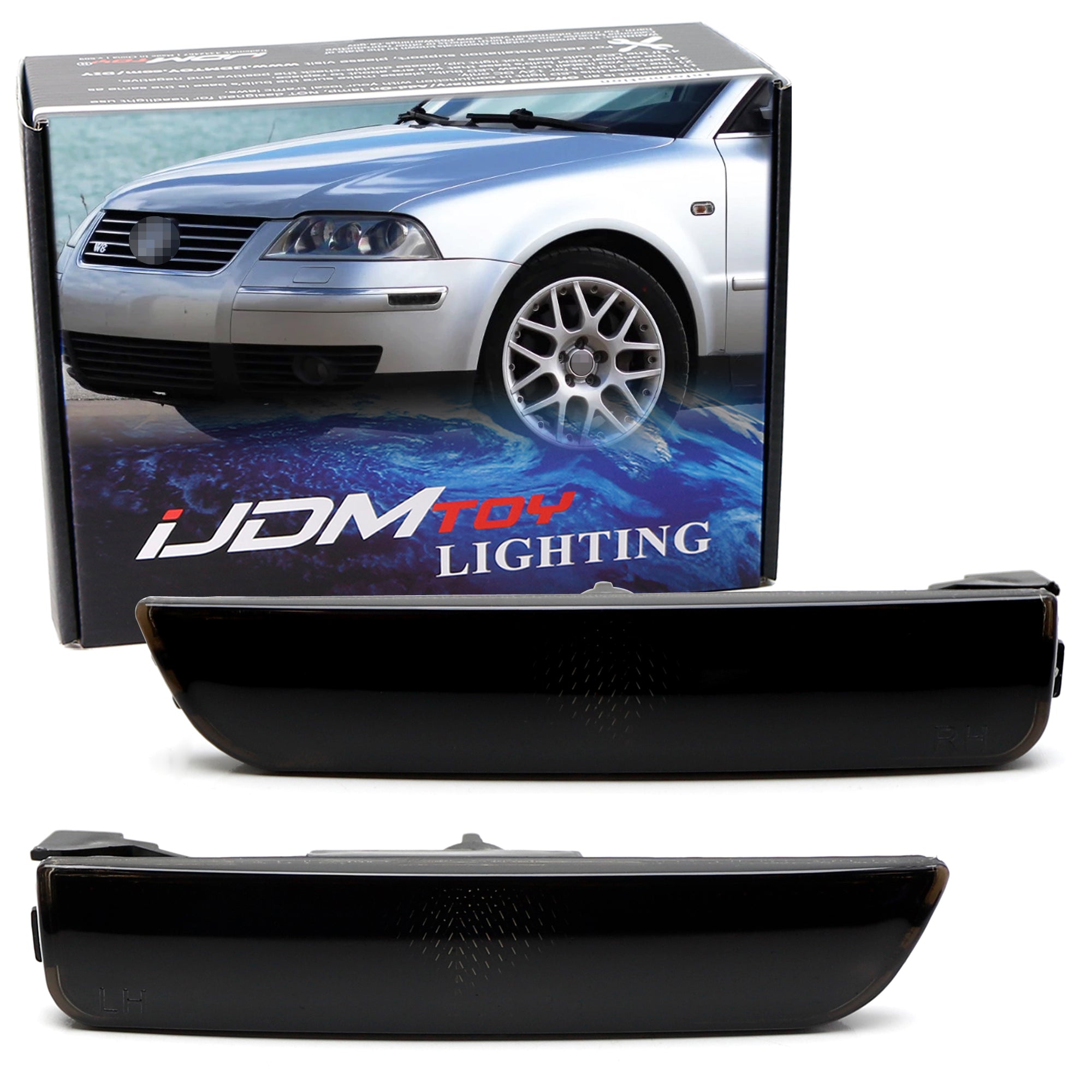 Smoked Lens Front Bumper Side Marker Lights for Volkswagen Passat B5 (2001-2005) - Euro Style Car Accessories for Enhanced Visibility & Safety at Night
