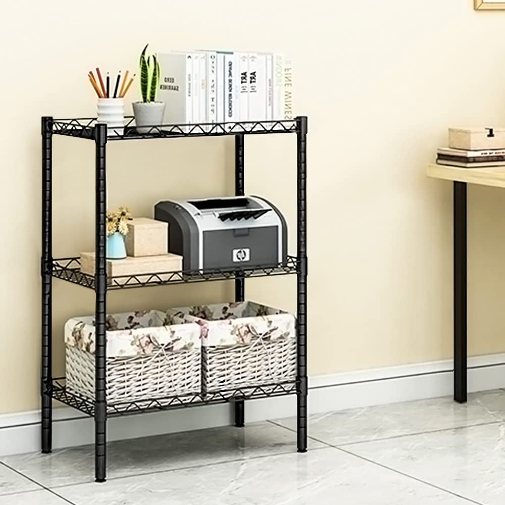 3-Tier Adjustable Metal Wire Shelving Unit - NSF Certified with Leveling Feet - Sturdy Standing Storage Shelf for Laundry Room, Bathroom, Kitchen, Pantry & Closet Organization (14