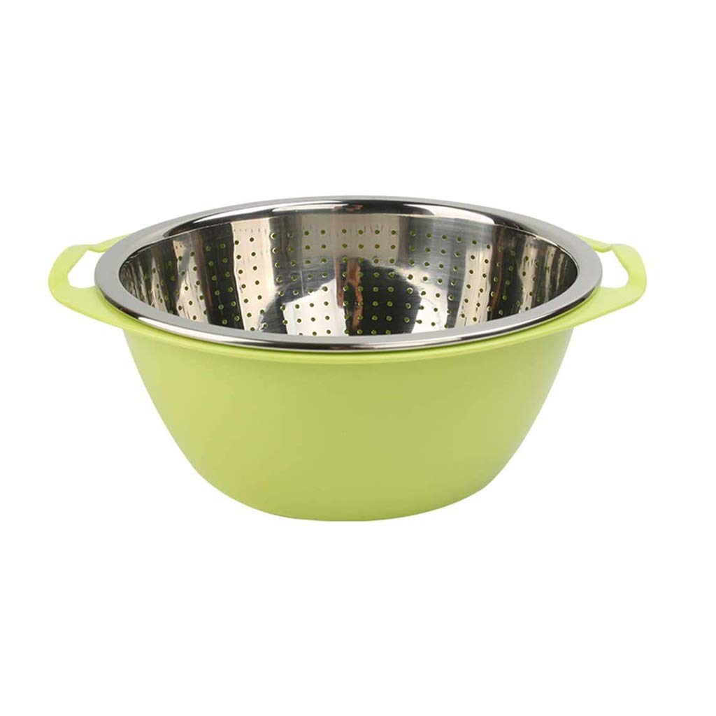 Premium SHUUY Fruit & Vegetable Strainer - Self-Draining Wash Basket Colander for Kitchen - Green Professional Strainer for Berries, Salad, Pasta & Meal Prep