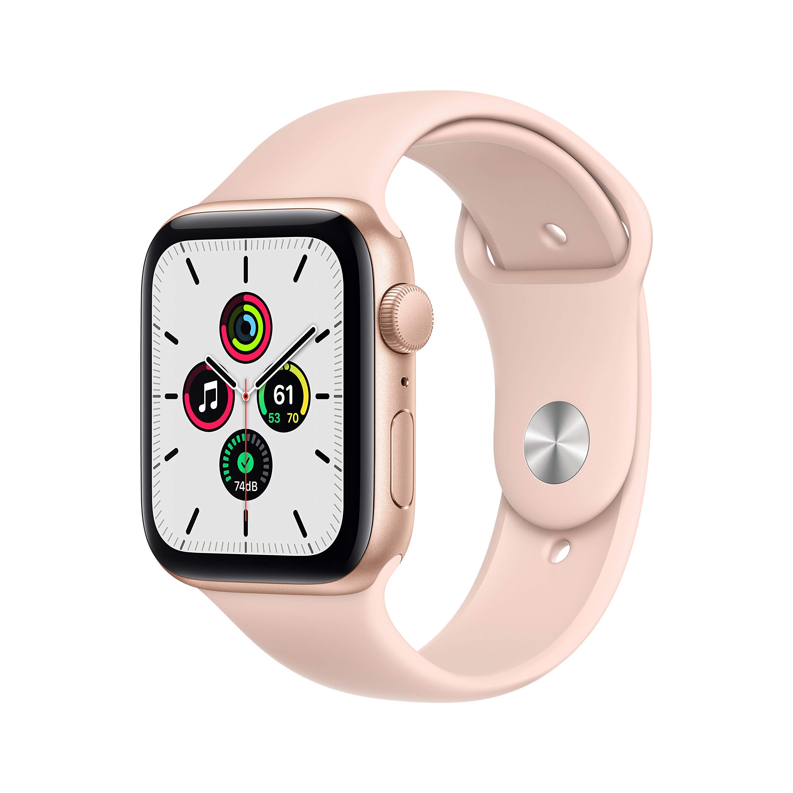 Apple Watch SE 2020 (GPS, 44mm) - Gold Aluminum Case with Pink Sand Sport Band (Renewed) | Smart Watch for Fitness Tracking, Heart Rate Monitoring & iPhone Notifications | Perfect for Running, Workouts & Daily Wear