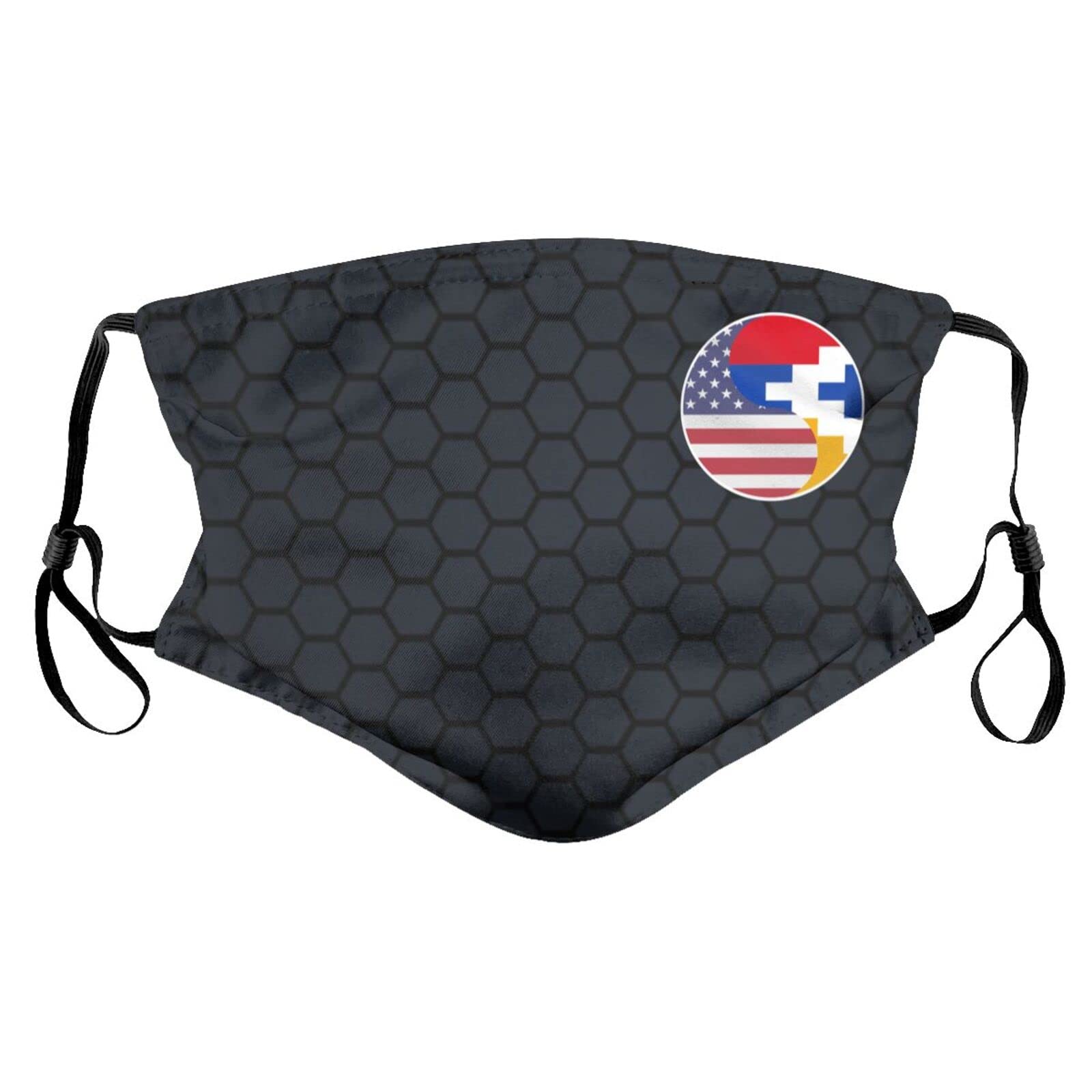 Yin Yang Flag USA Artsakh Face Mask with Filter - Reusable Washable Balaclava for Men, Women & Kids - Perfect for Outdoor Activities, Travel & Sports
