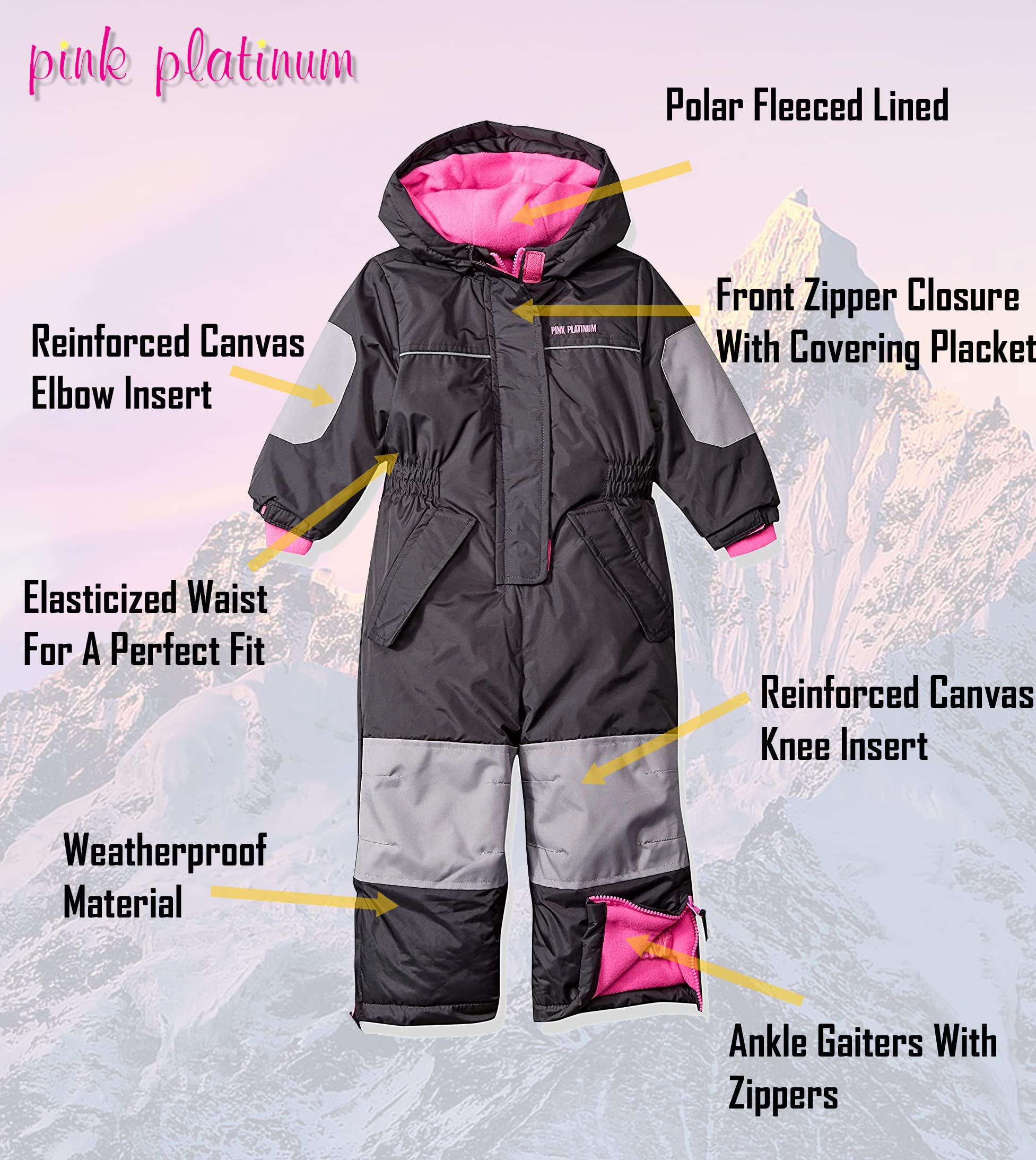 Pink Platinum Girls' Snowmobile Snowsuit - Waterproof Winter Jacket & Pants Set for Kids - Perfect for Skiing, Snowboarding & Outdoor Winter Play