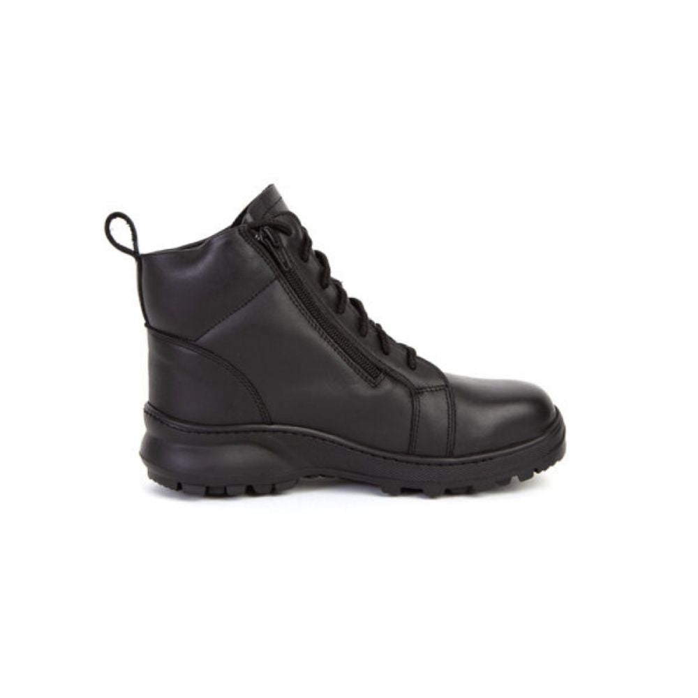 Feather Tokyo Women's Steel Toe Safety Boots with Side Zipper - Black (Model 140572) | Slip-Resistant Work Shoes for Construction, Warehouse & Outdoor Jobs