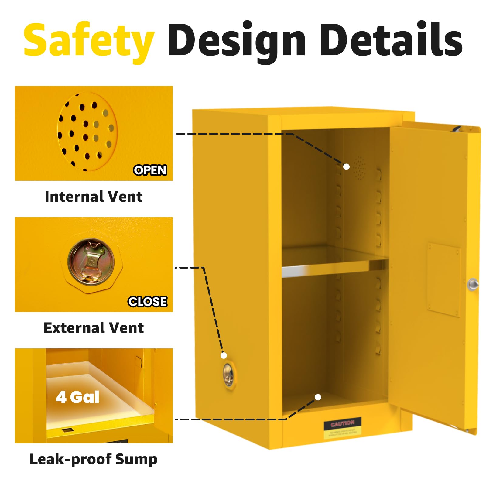 16 Gallon Flammable Storage Cabinet - 35.5