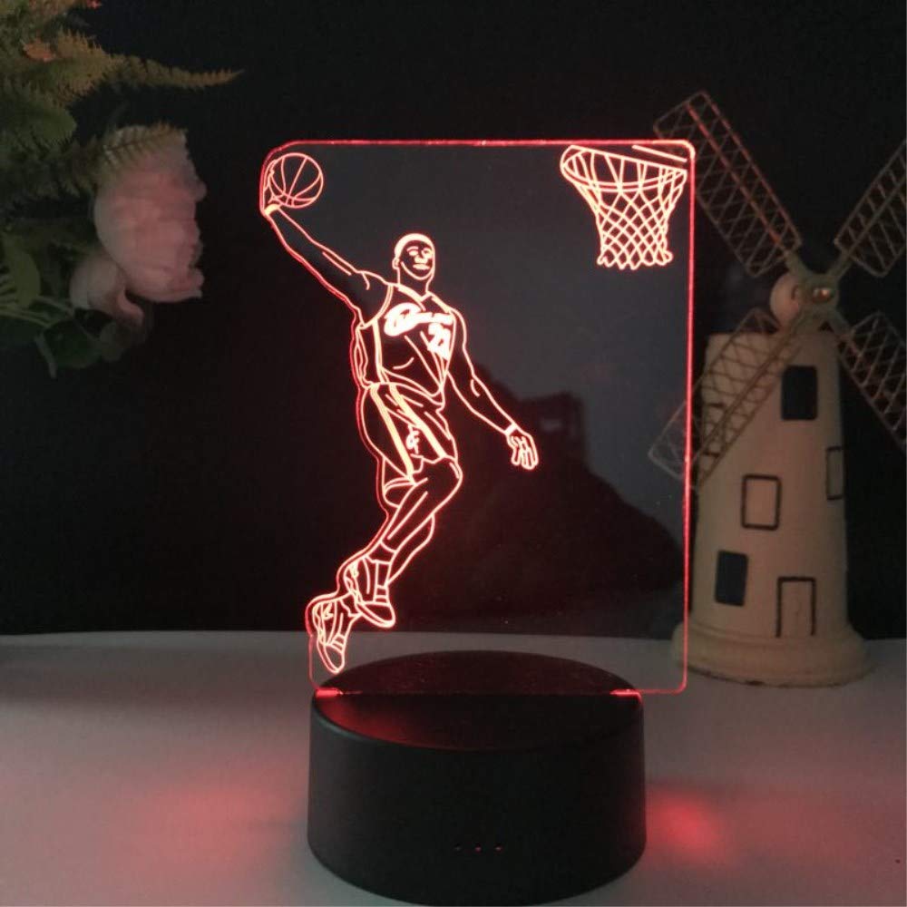 3D Illusion LED Night Light with 7 Color Changing Modes, USB Touch Table Lamp - Perfect for Home Decor, Kids Room, Holiday Gifts (Basketball Design) - Create a Magical Atmosphere for Bedtime, Parties & Relaxation