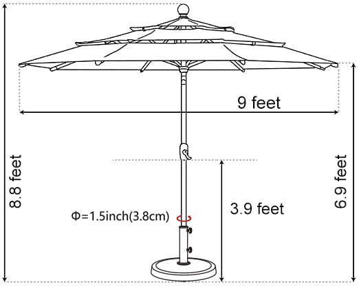 EliteShade USA 10-Year Fade-Resistant 9ft 3-Tier Solar Patio Umbrella with 80 LED Lights - Outdoor Market Umbrella with Ventilation for Deck, Poolside, and Backyard (Teal)