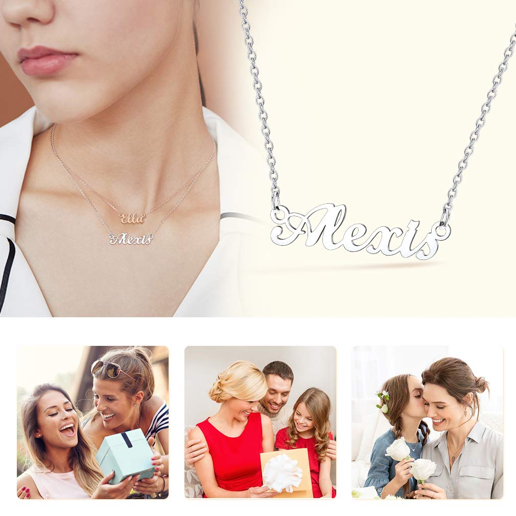 Custom4U Personalized Name Necklace - 18K Gold Plated Stainless Steel Pendant Jewelry for Women | Bridesmaid Gift, Birthday Present, Anniversary Keepsake | Perfect for Weddings, Special Occasions & Everyday Wear