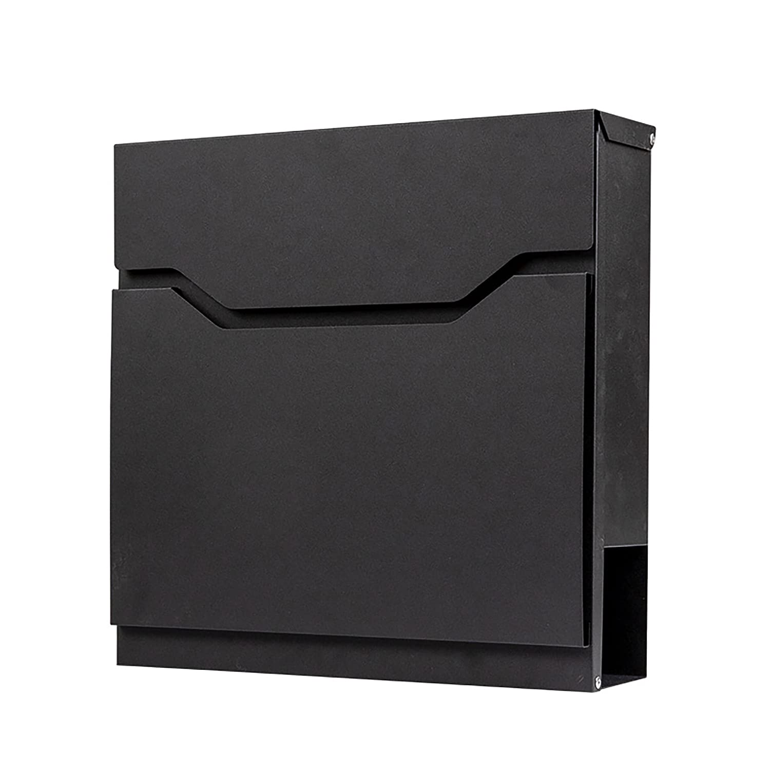 Genoa Wall Mounted Locking Steel Mailbox with Newspaper Holder - Black (MD22) | Secure Mail & Package Delivery | Perfect for Homes, Apartments & Offices