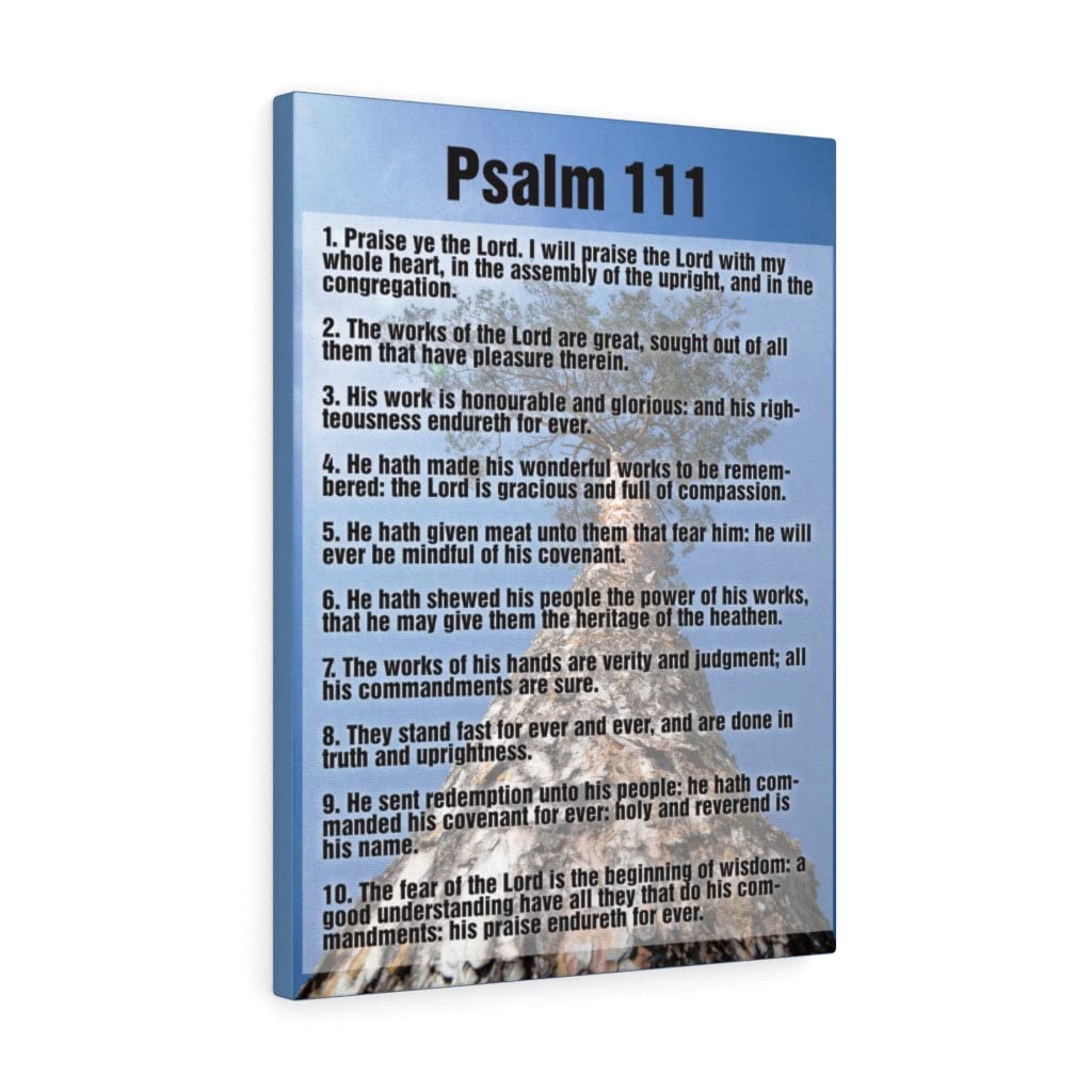 Bible Verse Art Print - Psalm 111 'His Goodness Endures Forever' - Blue Scripture Wall Decor for Christian Home, Office & Gift Giving