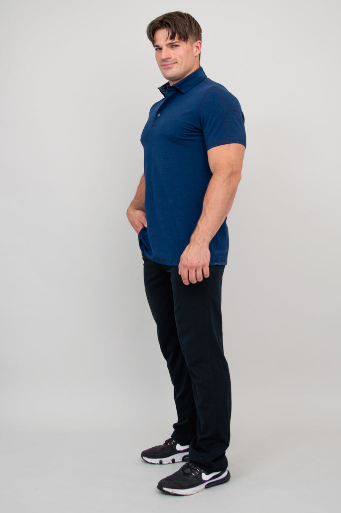 Premium Phil Polo Shirt for Men - Soft Indigo Blue Bamboo Fabric - Comfortable & Breathable for Casual Wear, Office & Outdoor Activities