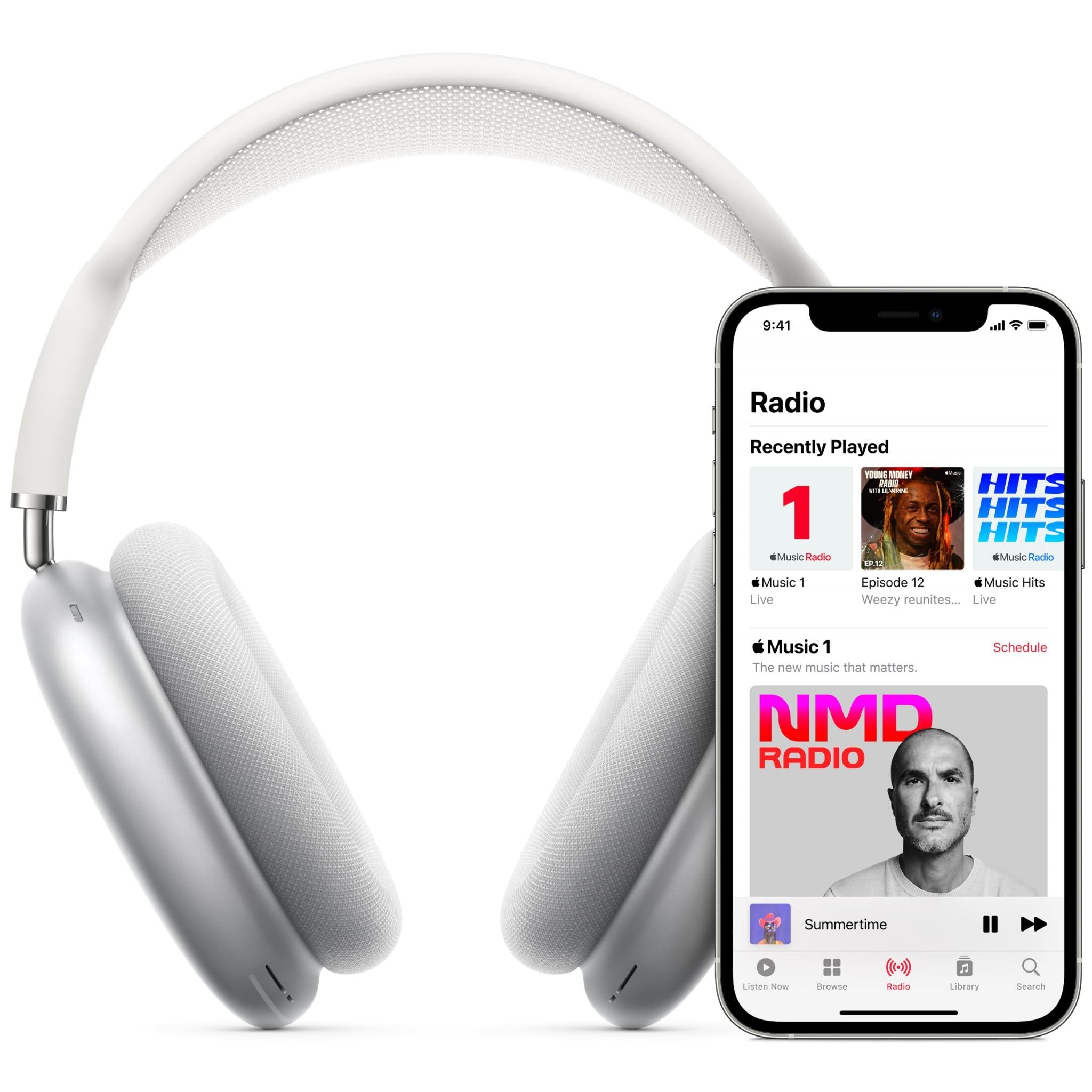 Apple AirPods Max Wireless Over-Ear Headphones (Silver) - Active Noise Cancelling, Spatial Audio, Lightning Charging - Perfect for Travel, Work & Music Lovers