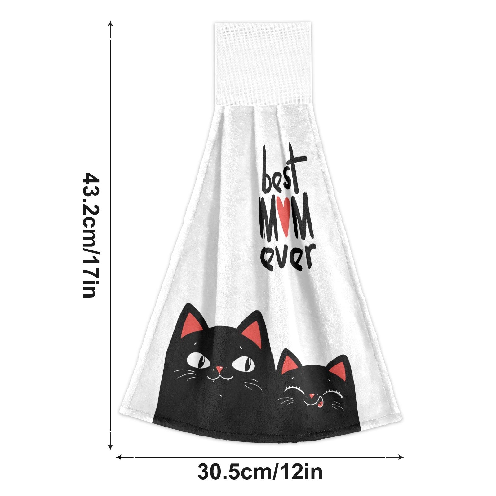 **2 Pack Cute Black Cat Hand Towels with Loops - Absorbent Kitchen & Bathroom Towels for Washing Dishes, Drying Hands - Perfect Mother's Day Birthday Gift**