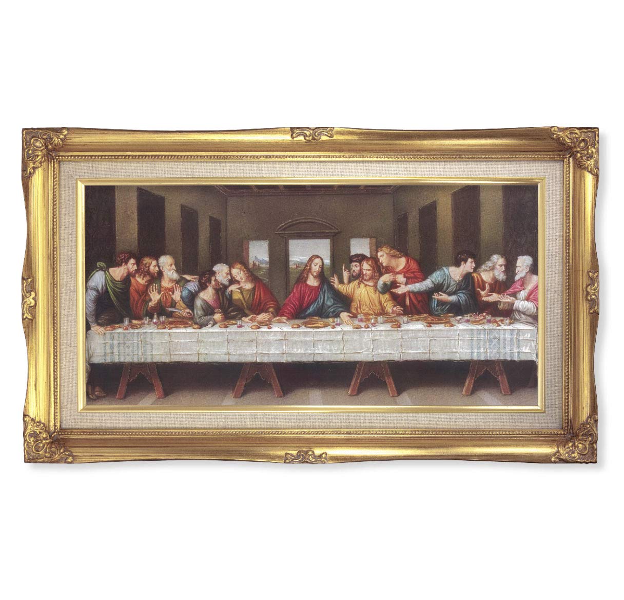 Last Supper Gold-Leaf Framed Art - Religious Wall Decor for Home, Church & Office - Perfect for Dining Room, Living Room & Gift Giving