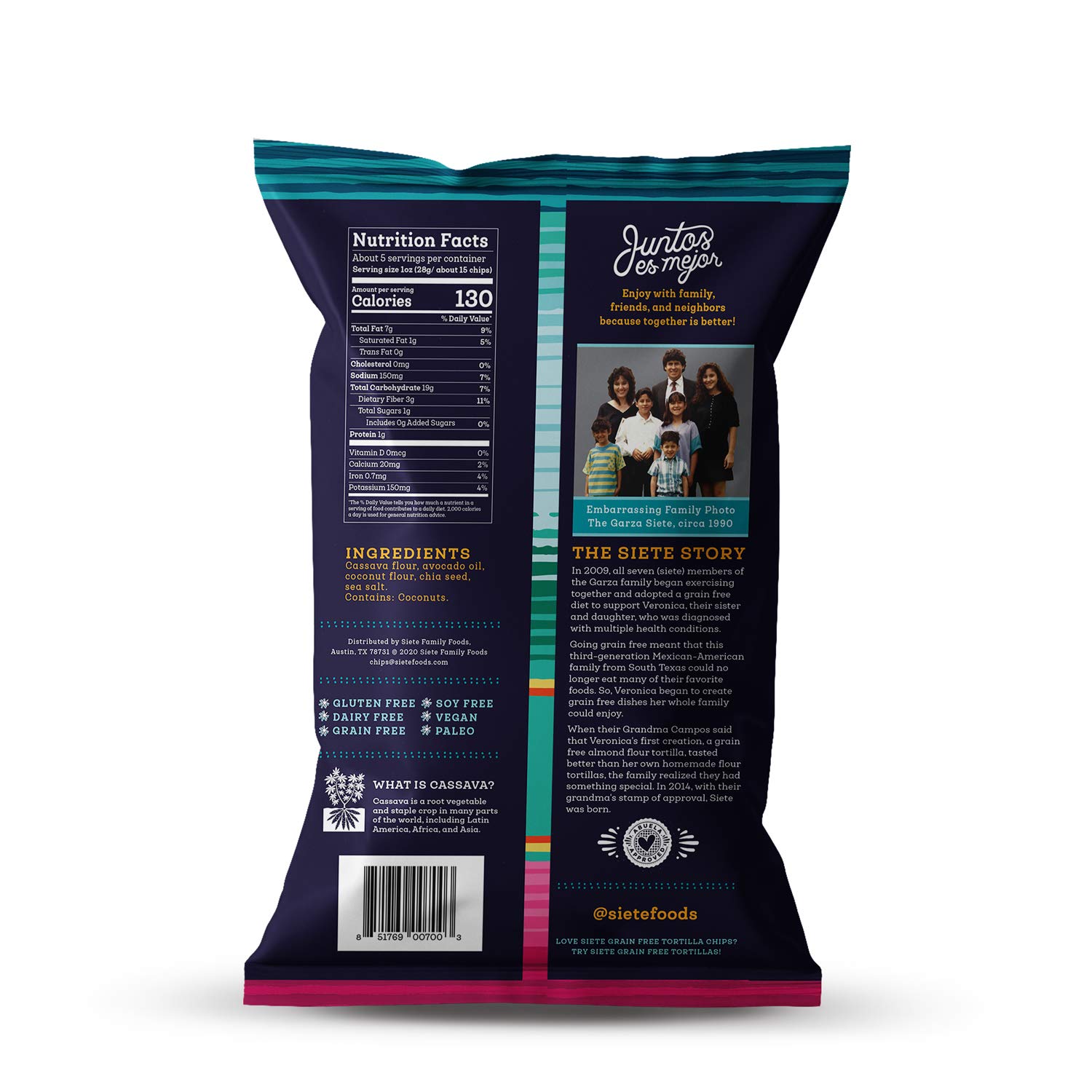 Siete Grain Free Tortilla Chips - Gluten Free, Paleo & Vegan Snacks - Non GMO, Sea Salt - 5oz (Pack of 12) - Perfect for Keto Diet, Healthy Snacking & Party Platters