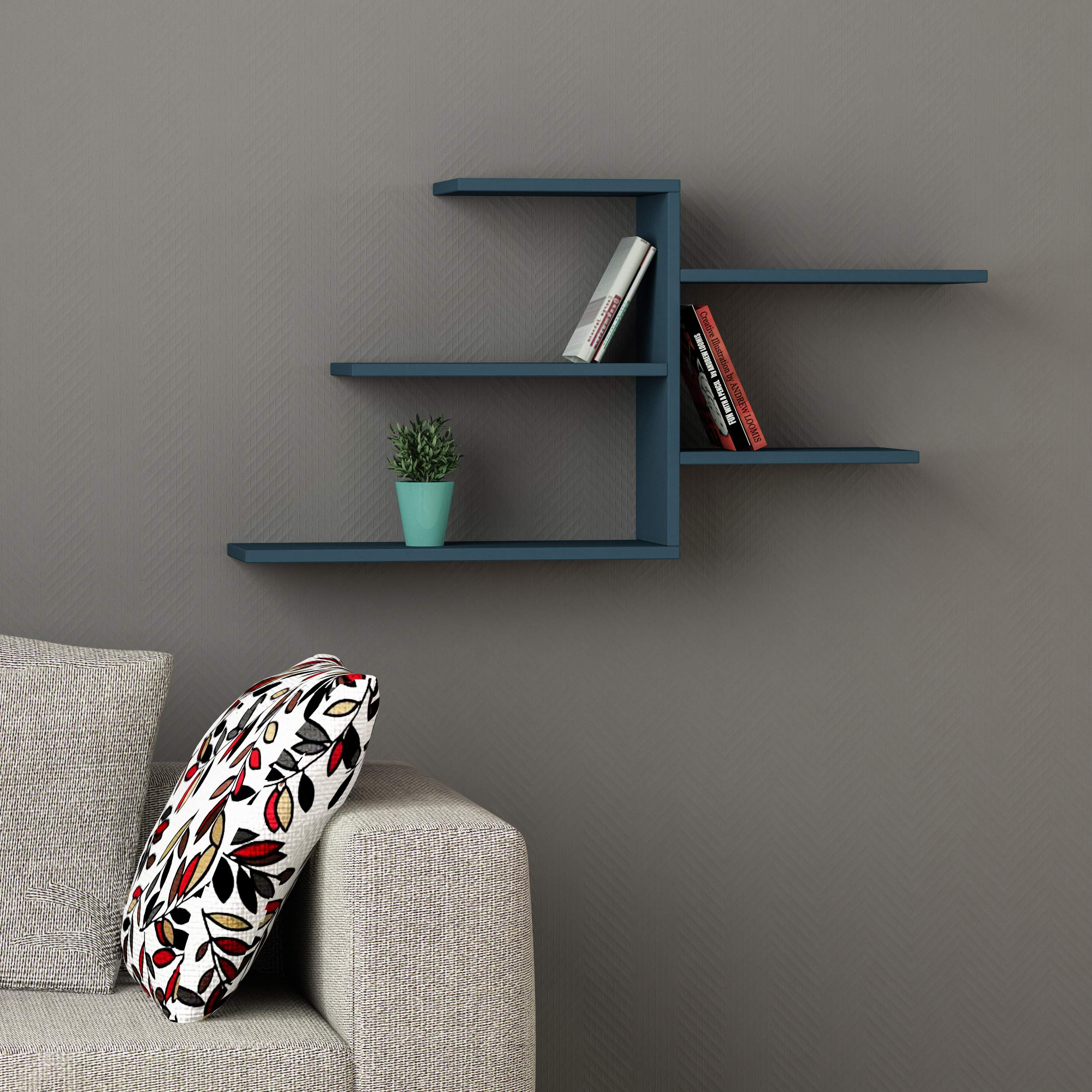 Modern Petrol Blue Wall Shelf - 42